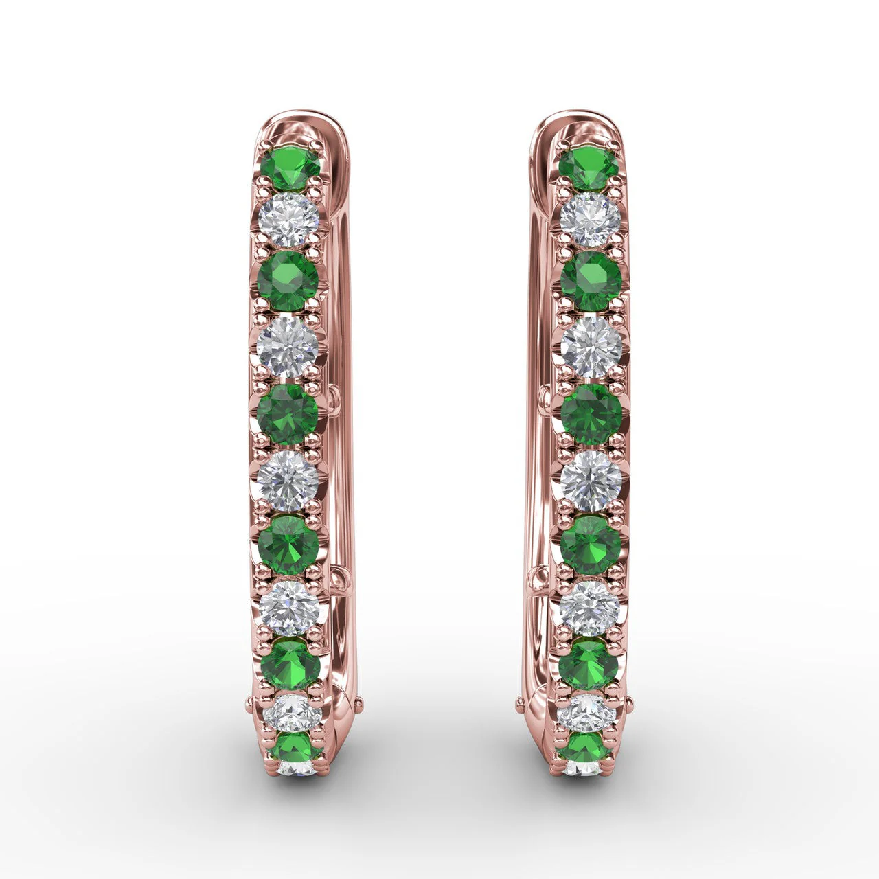 Emerald & Diamond Hoop Earrings - Image 3