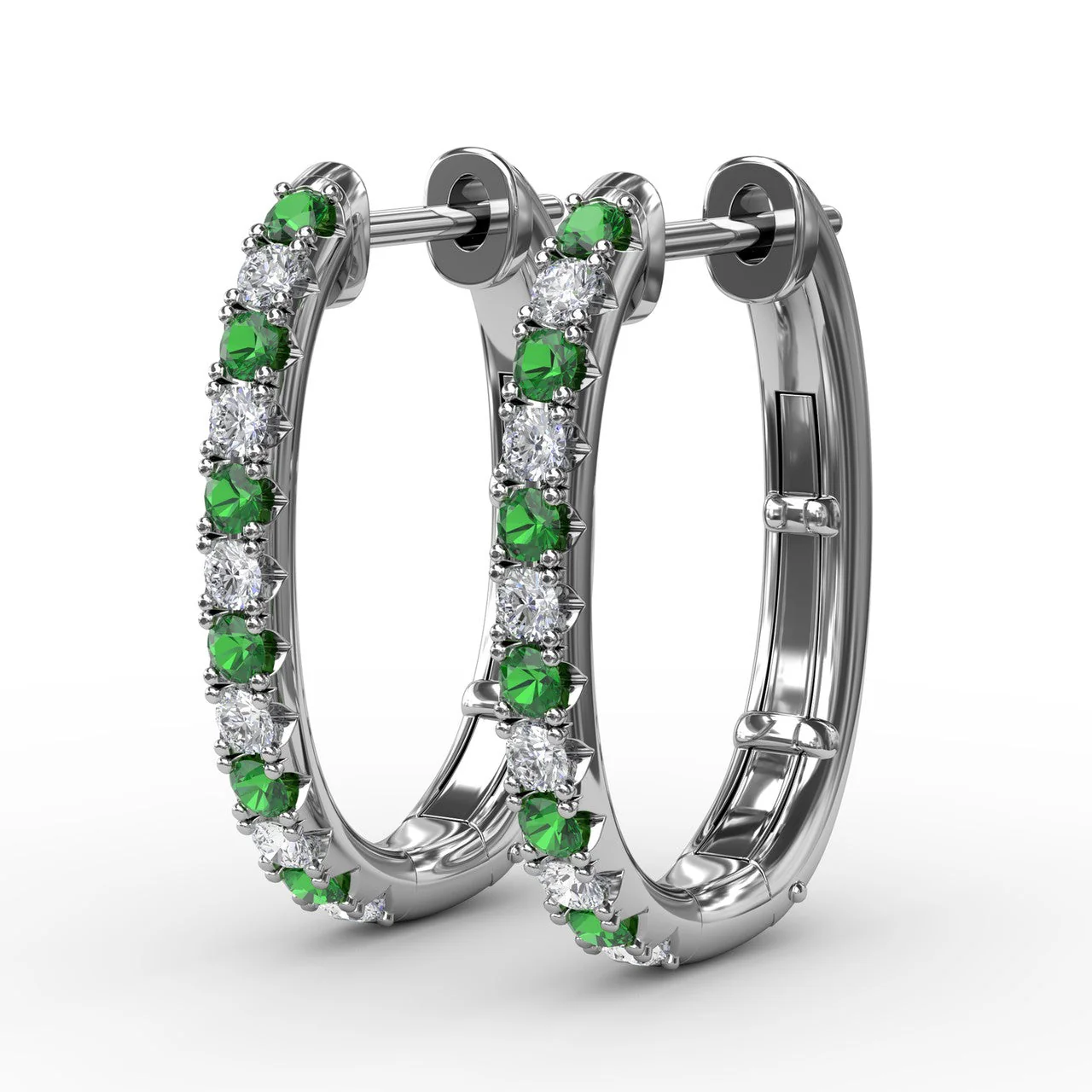 Emerald & Diamond Hoop Earrings - Image 4