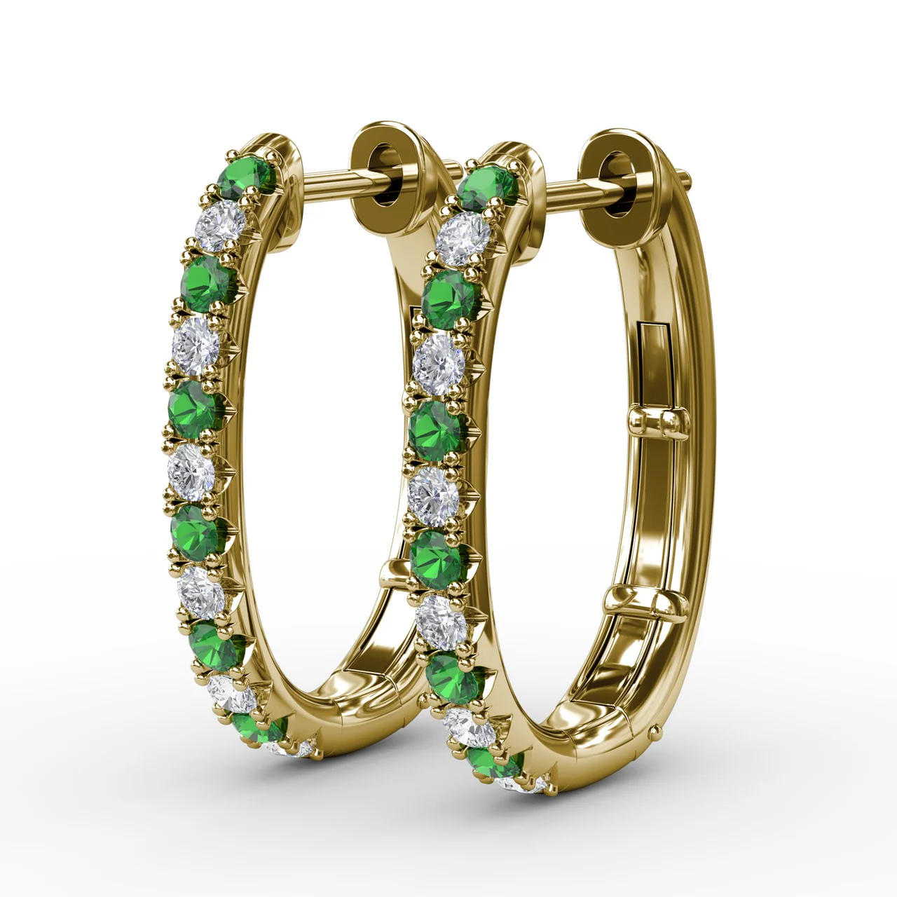 Emerald & Diamond Hoop Earrings - Image 6