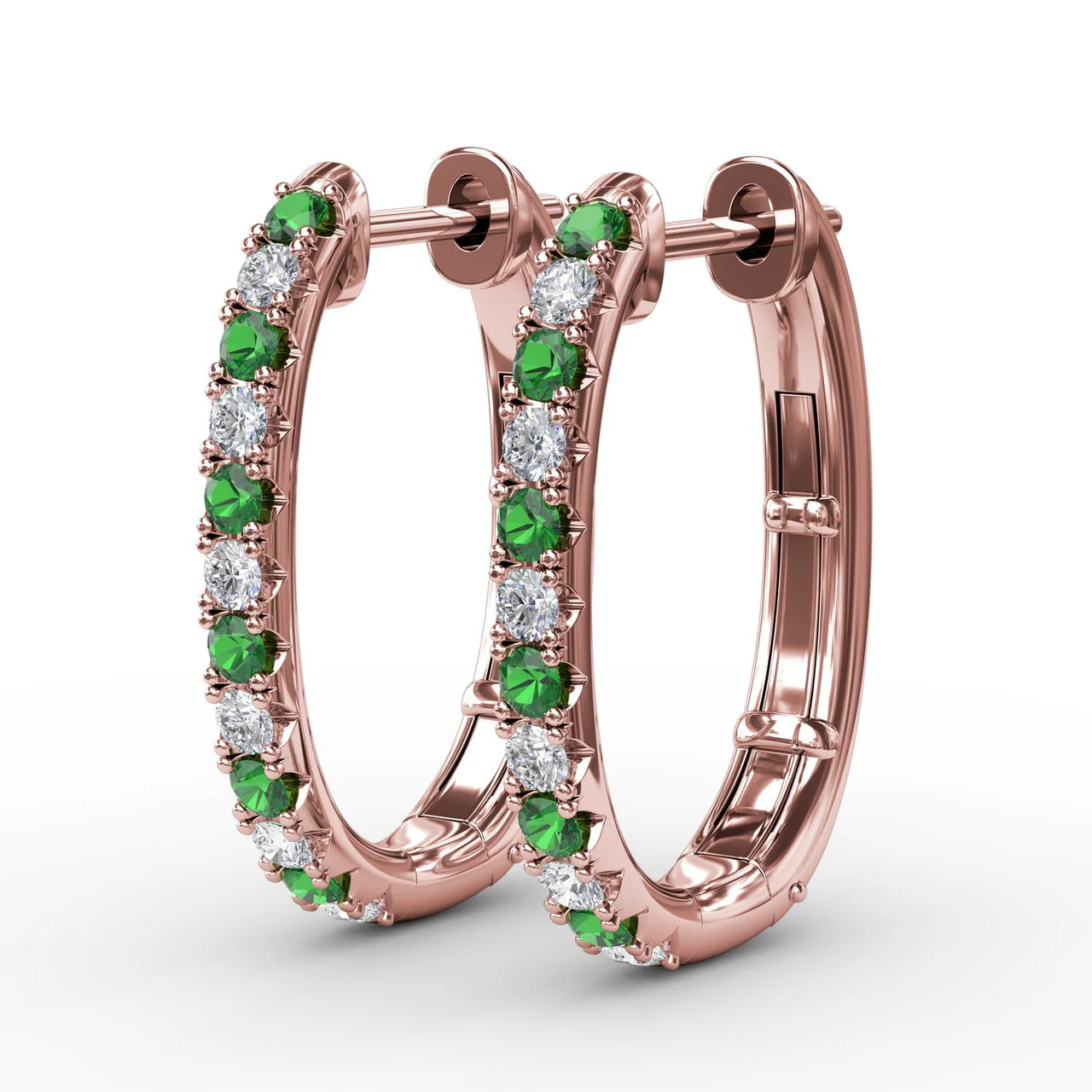 Emerald & Diamond Hoop Earrings - Image 8