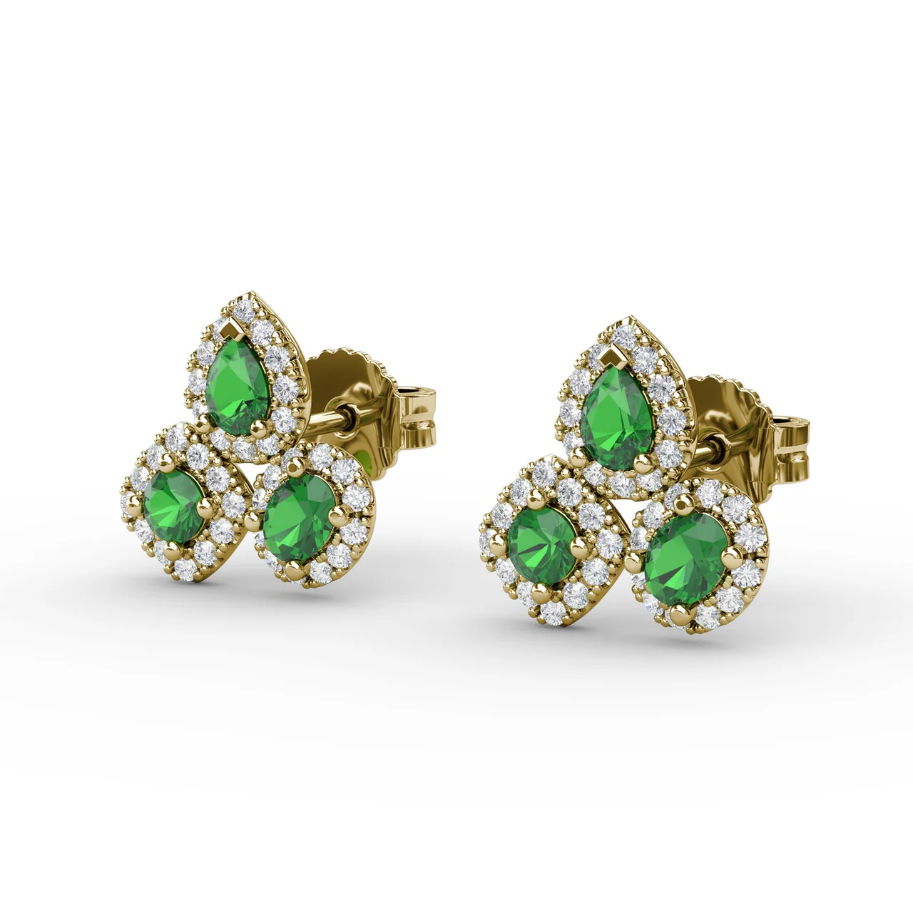 Emerald & Diamond Cluster Stud Earrings - Image 6