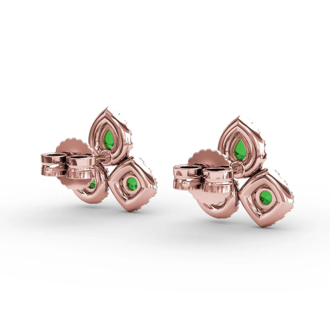Emerald & Diamond Cluster Stud Earrings - Image 9