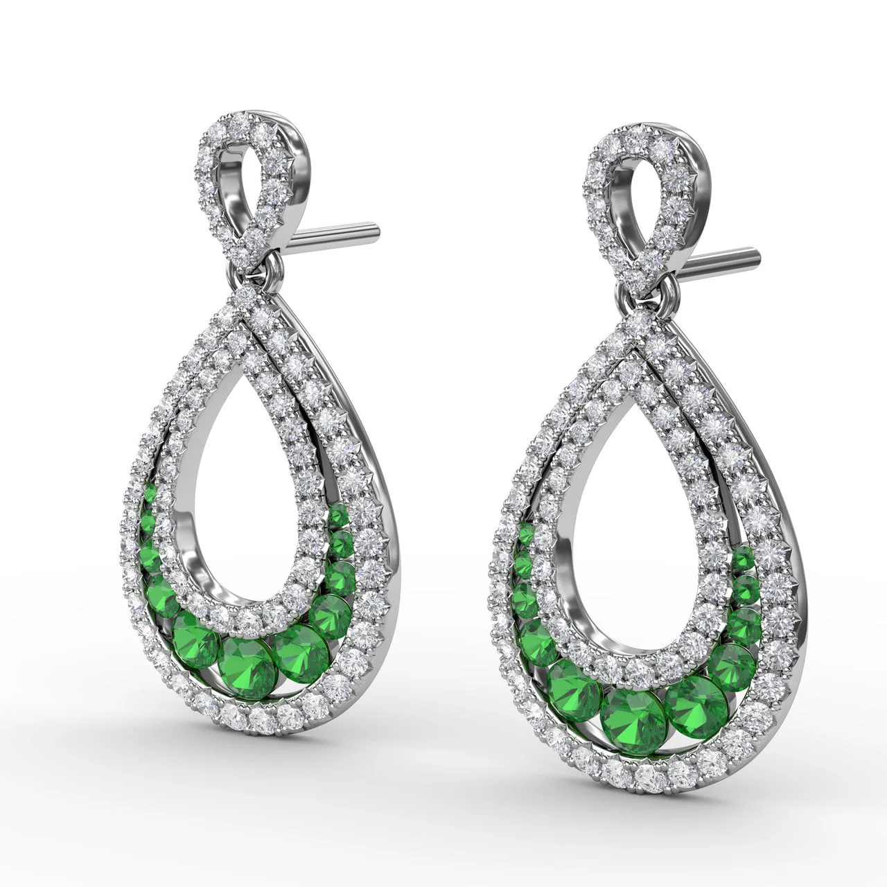 Emerald & Diamond Drop Earrings - Image 4