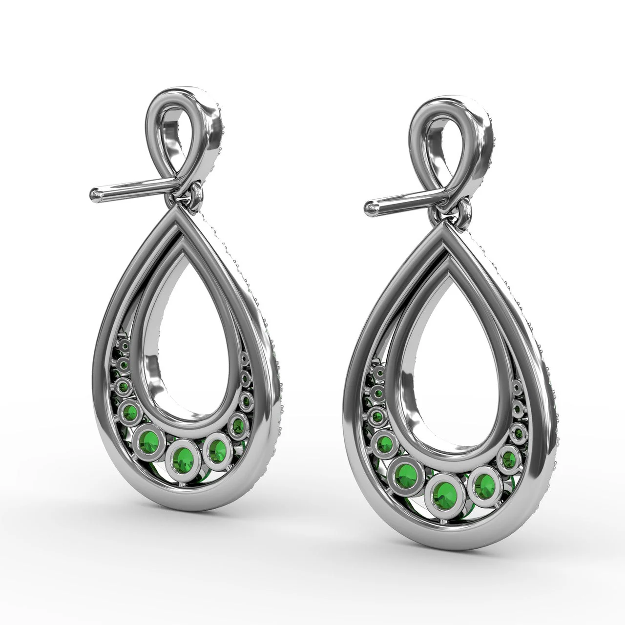 Emerald & Diamond Drop Earrings - Image 5