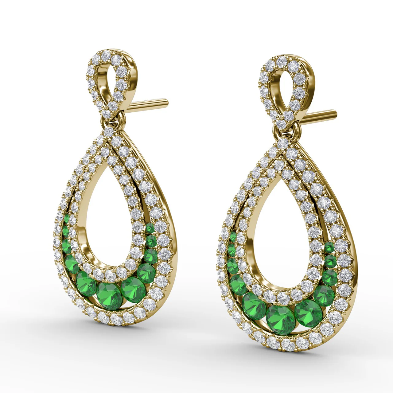 Emerald & Diamond Drop Earrings - Image 6