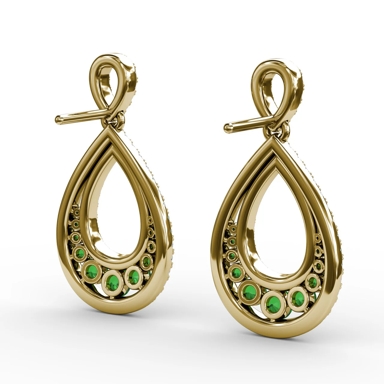Emerald & Diamond Drop Earrings - Image 7