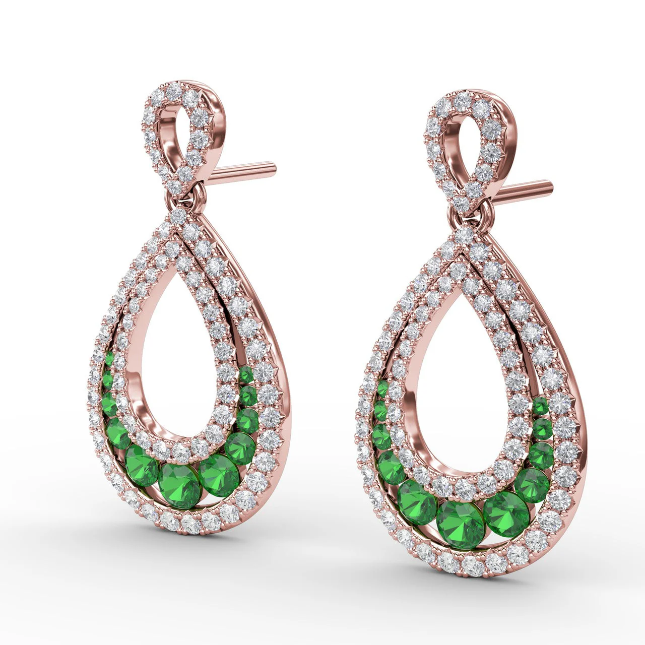Emerald & Diamond Drop Earrings - Image 8