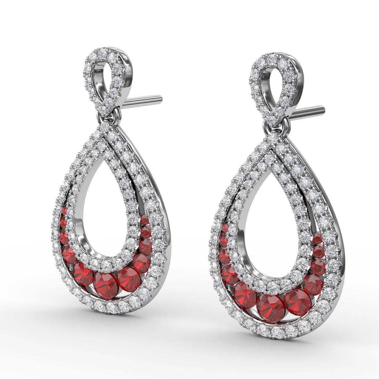 Ruby & Diamond Drop Earrings - Image 3