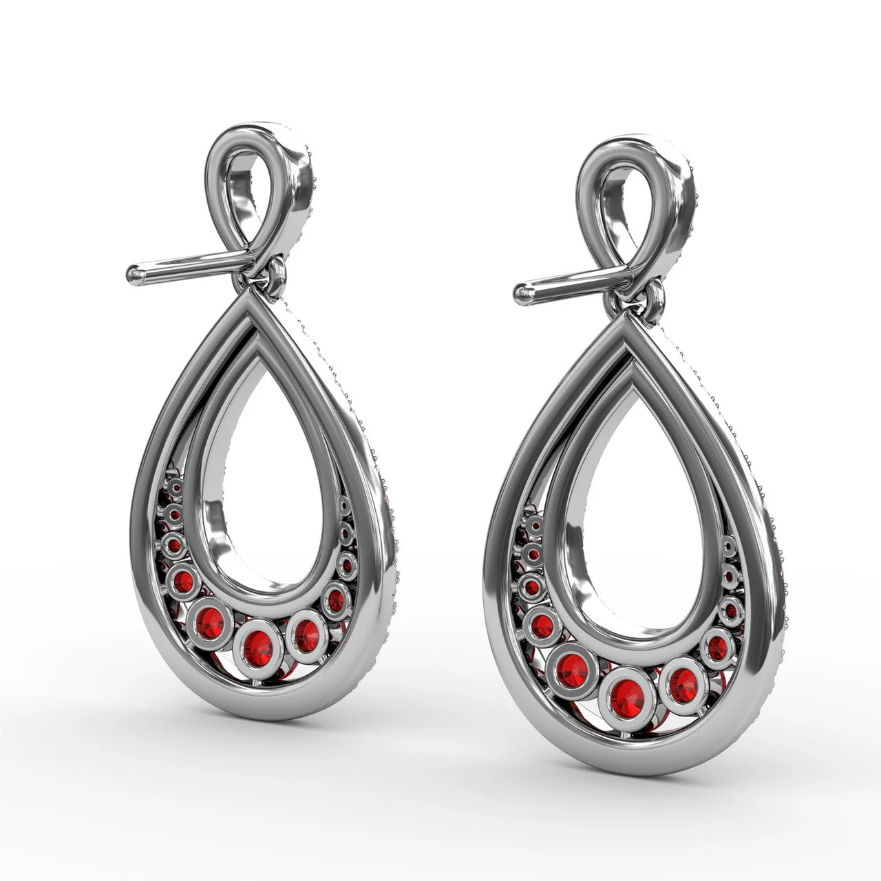 Ruby & Diamond Drop Earrings - Image 4