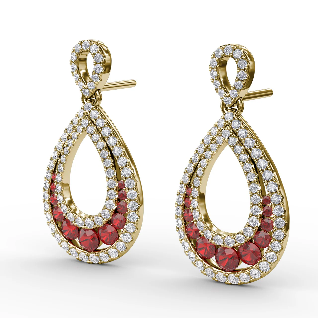 Ruby & Diamond Drop Earrings - Image 5