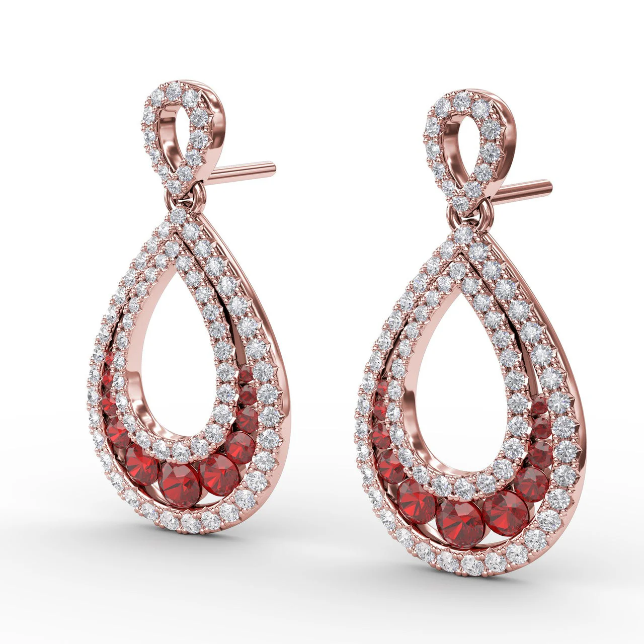 Ruby & Diamond Drop Earrings - Image 7