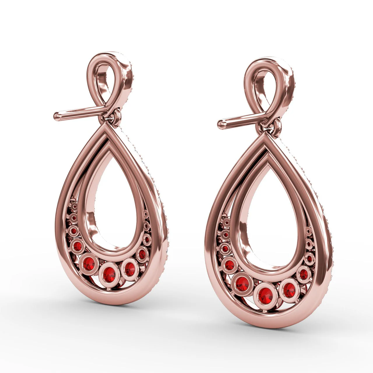 Ruby & Diamond Drop Earrings - Image 8