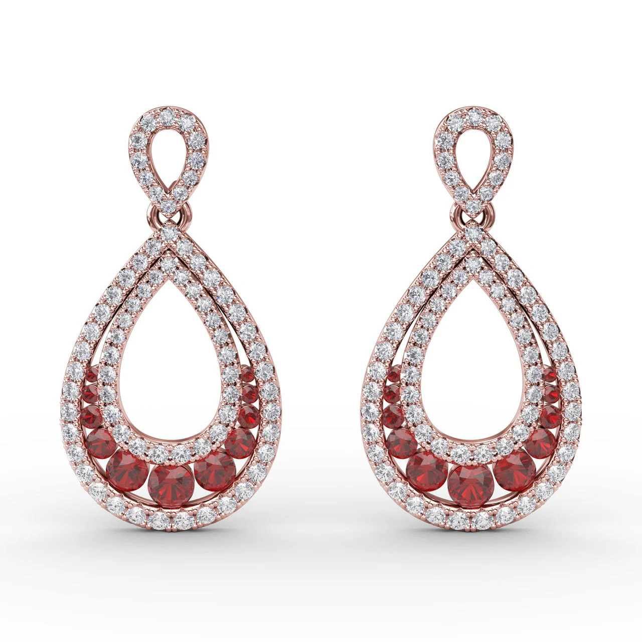 Ruby & Diamond Drop Earrings - Image 9