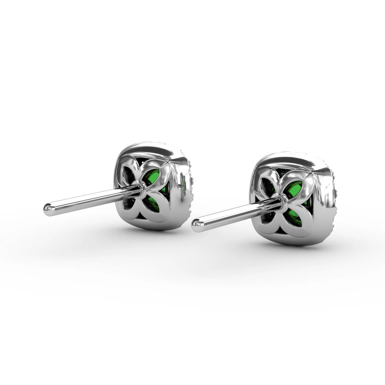 Cushion Emerald & Diamond Stud Earrings - Image 5