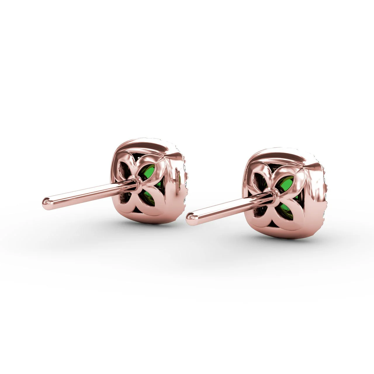 Cushion Emerald & Diamond Stud Earrings - Image 9