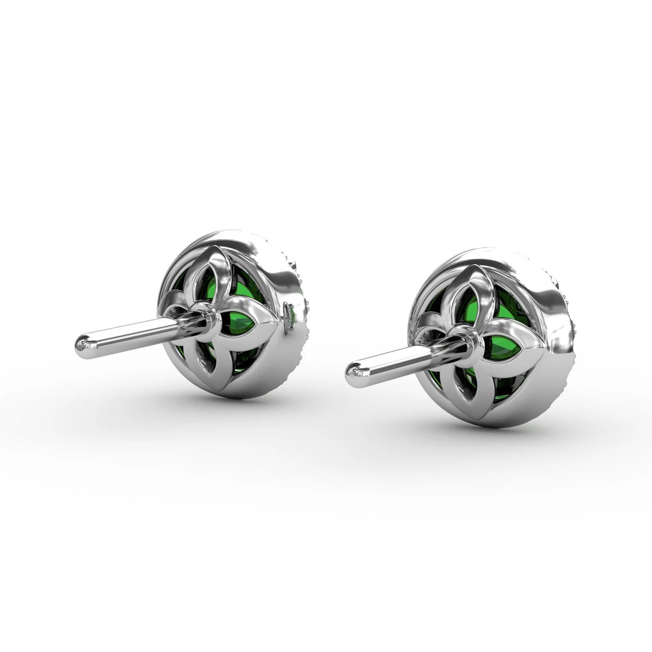 Emerald & Diamond Halo Stud Earrings - Image 5