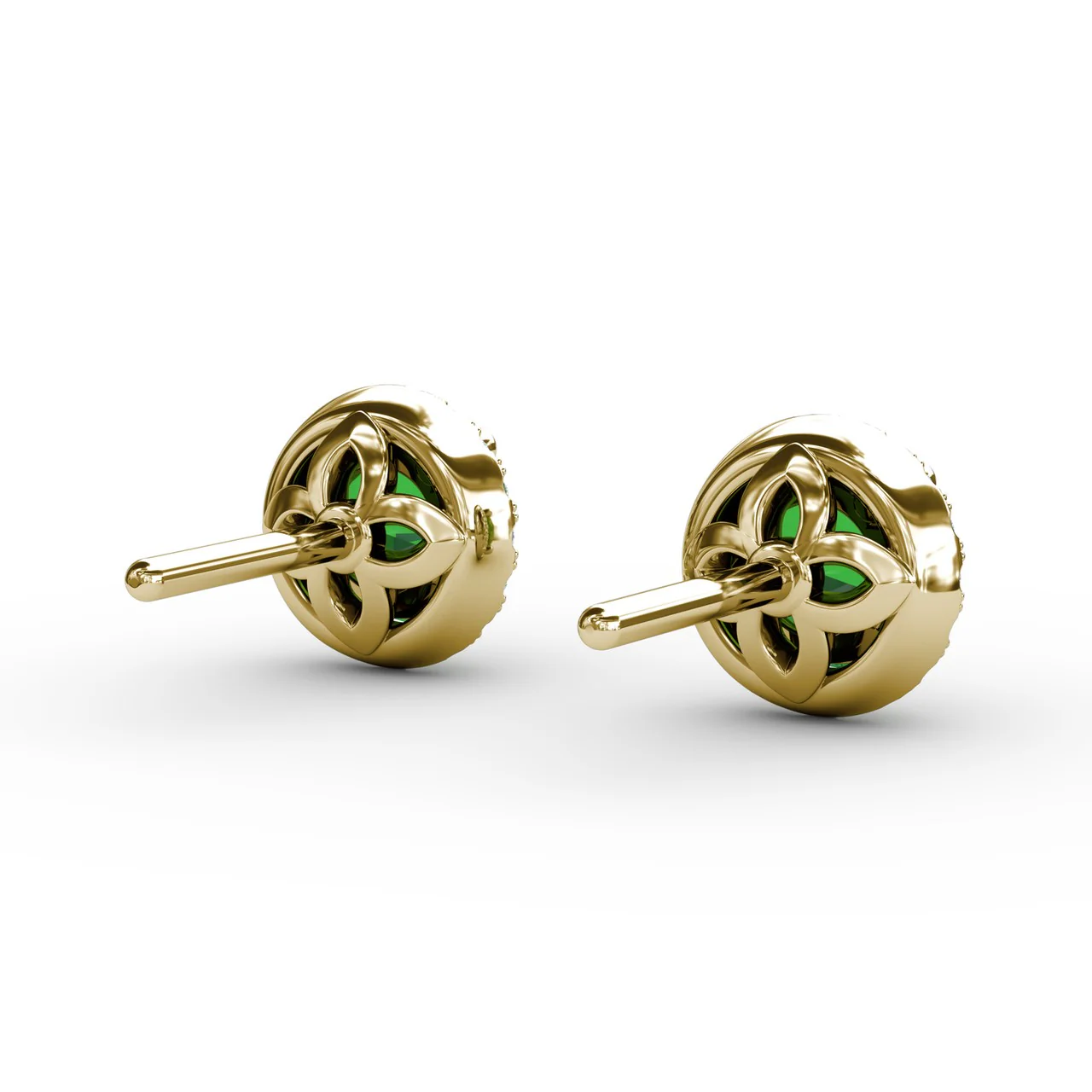 Emerald & Diamond Halo Stud Earrings - Image 7