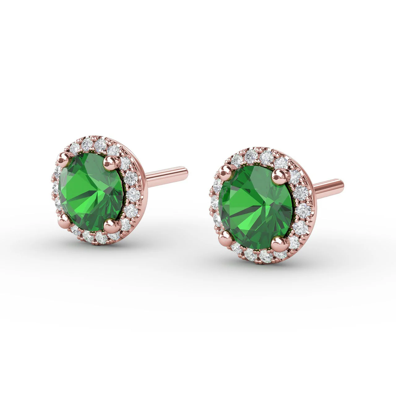 Emerald & Diamond Halo Stud Earrings - Image 8