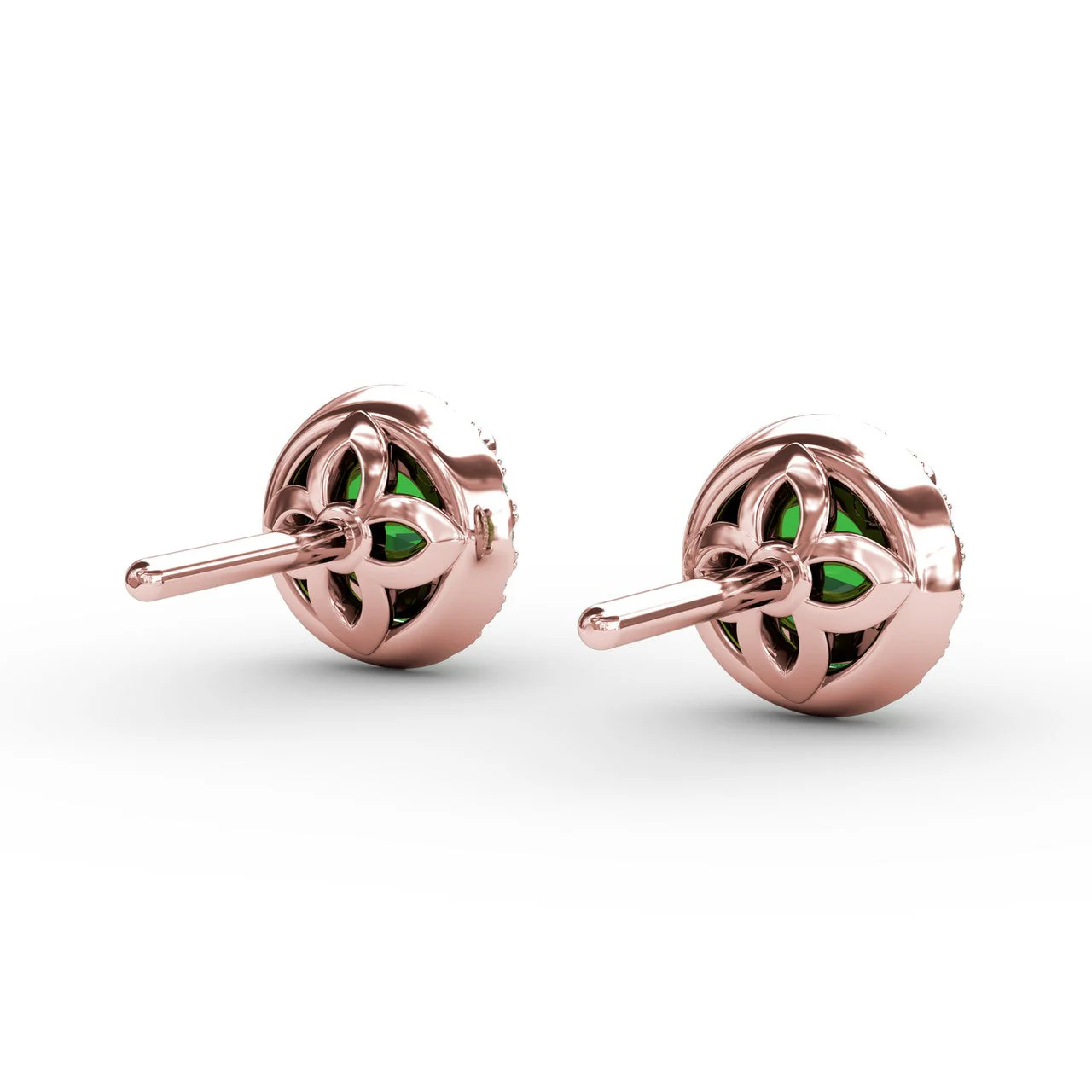 Emerald & Diamond Halo Stud Earrings - Image 9