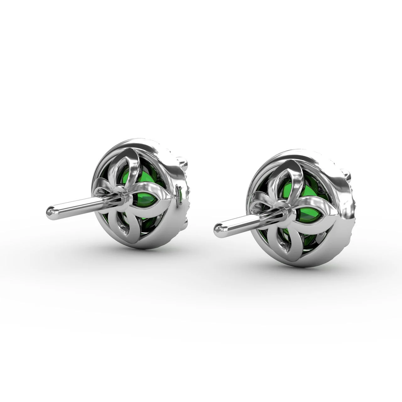 Emerald & Diamond Halo Stud Earrings - Image 5