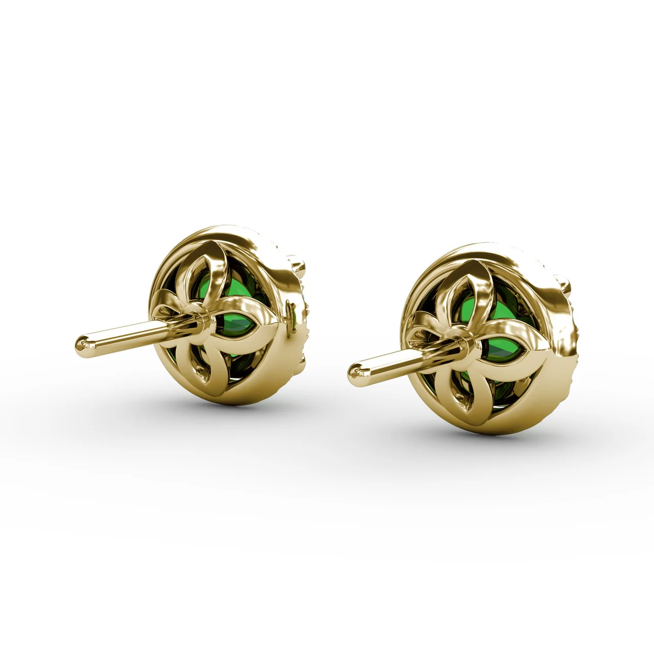 Emerald & Diamond Halo Stud Earrings - Image 7