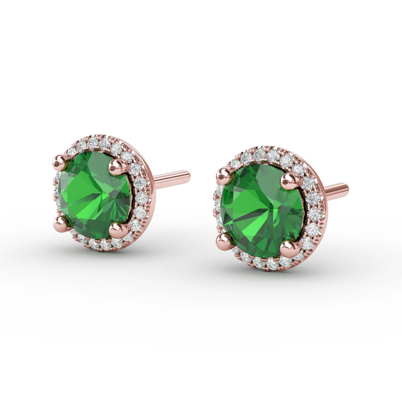 Emerald & Diamond Halo Stud Earrings - Image 8
