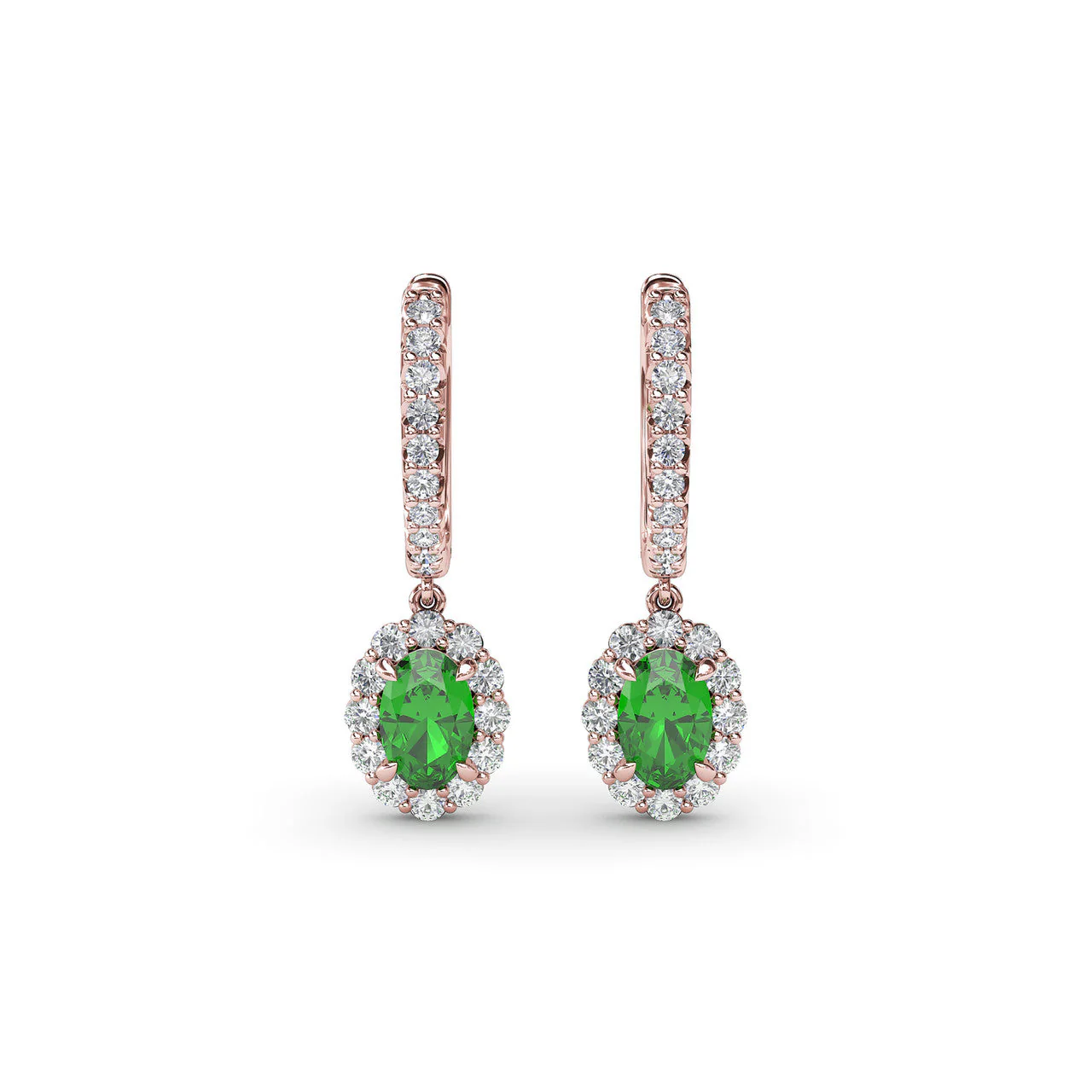 Emerald & Diamond Drop Earrings - Image 3