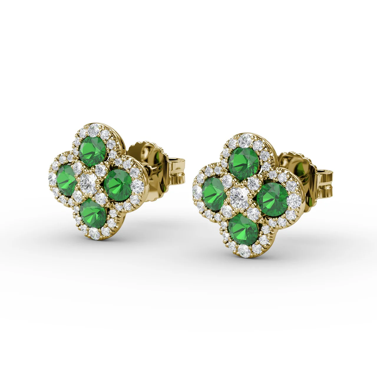 Emerald & Diamond Cluster Stud Earrings - Image 6