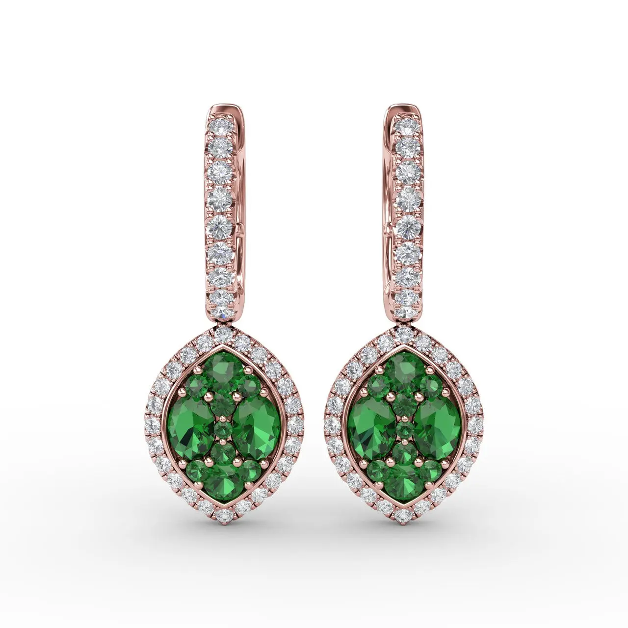 Emerald & Diamond Dangle Earrings - Image 3