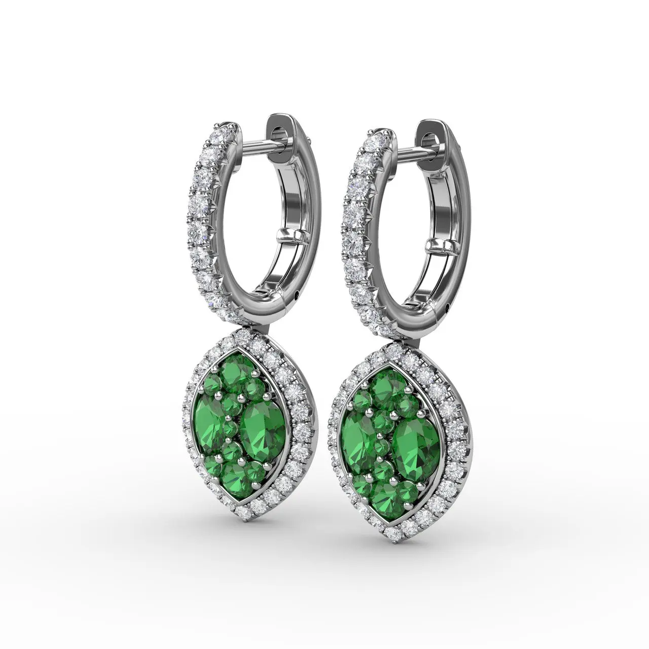 Emerald & Diamond Dangle Earrings - Image 4