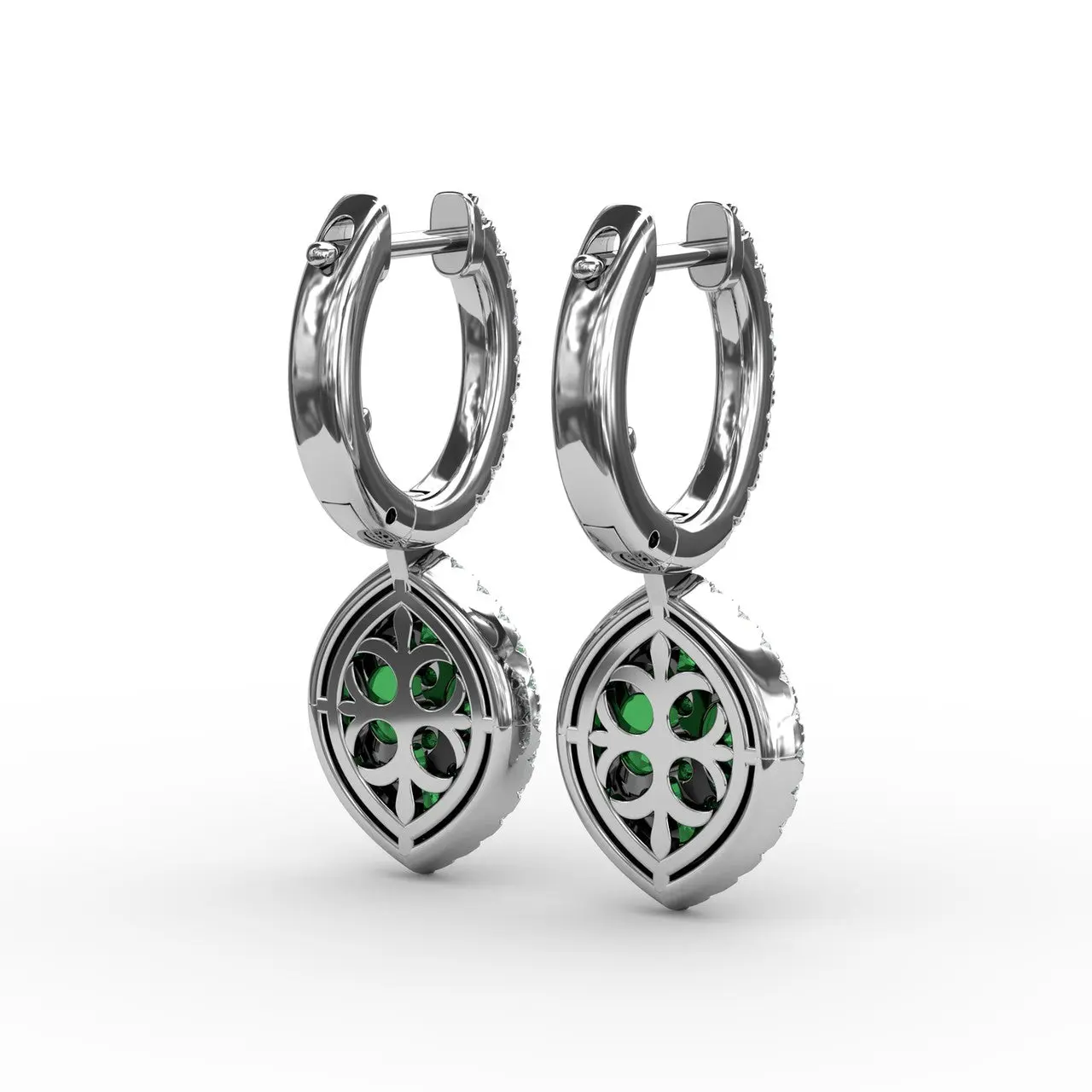 Emerald & Diamond Dangle Earrings - Image 5