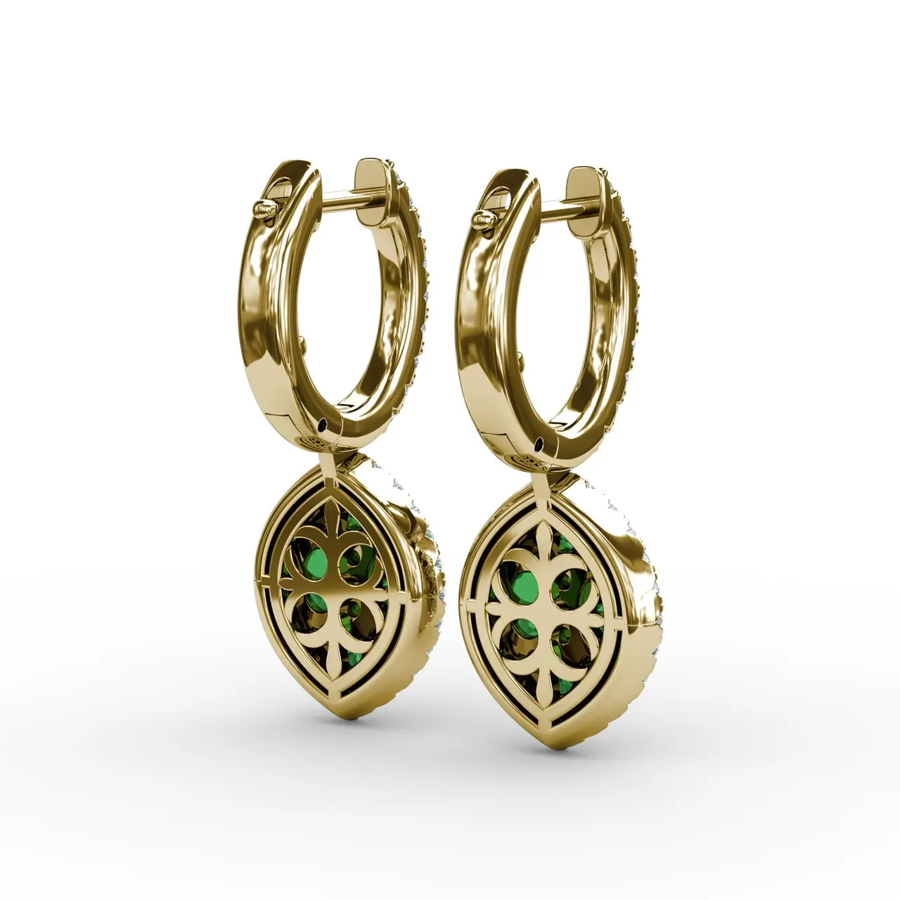 Emerald & Diamond Dangle Earrings - Image 7