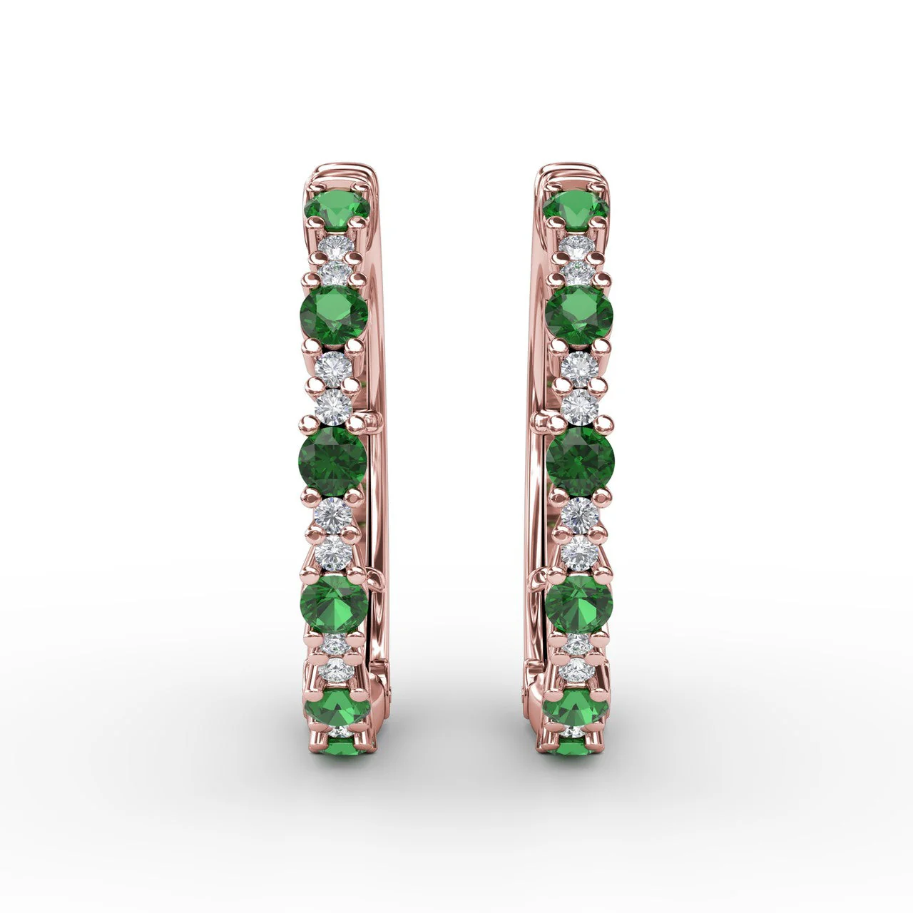 Emerald & Diamond Hoop Earrings - Image 3