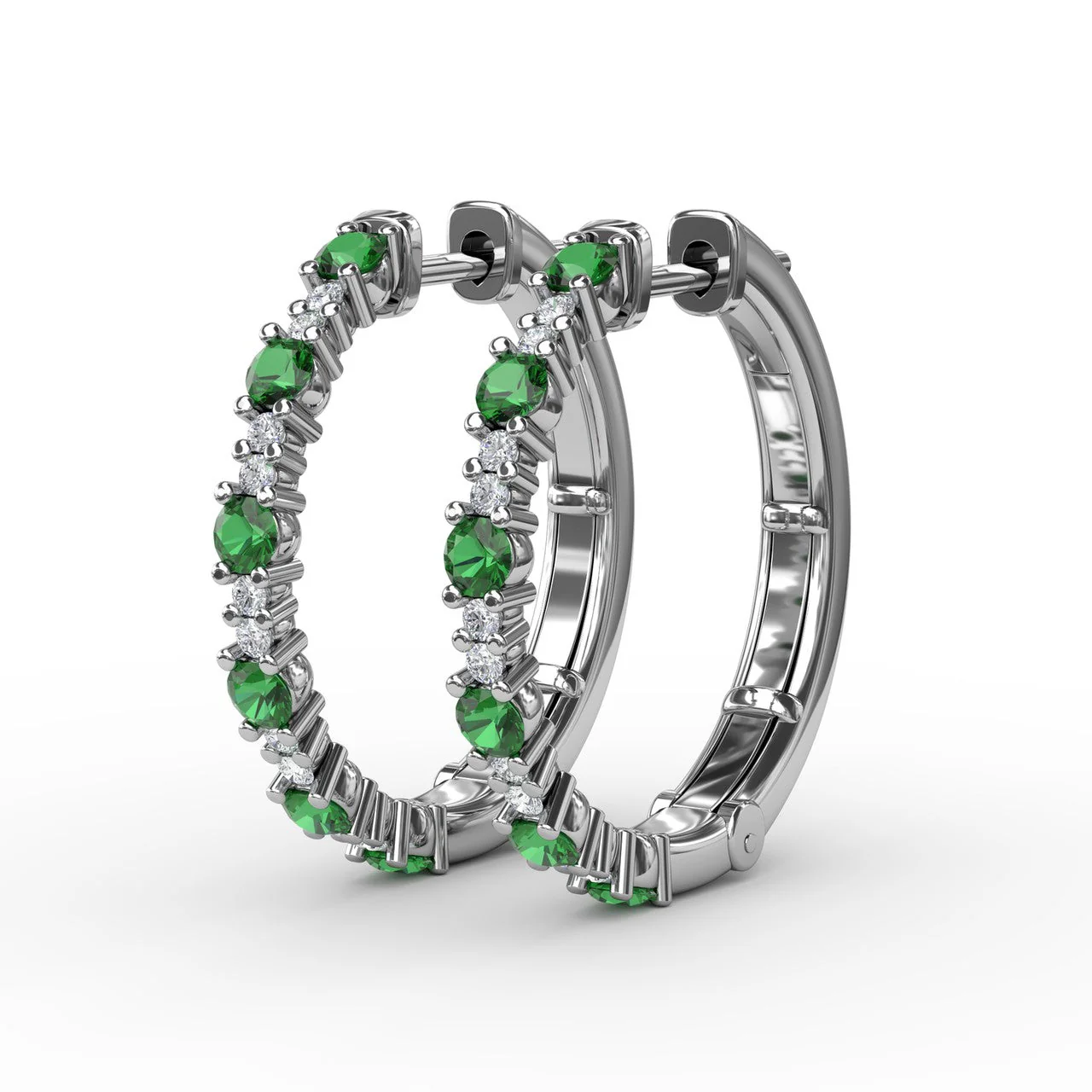 Emerald & Diamond Hoop Earrings - Image 4