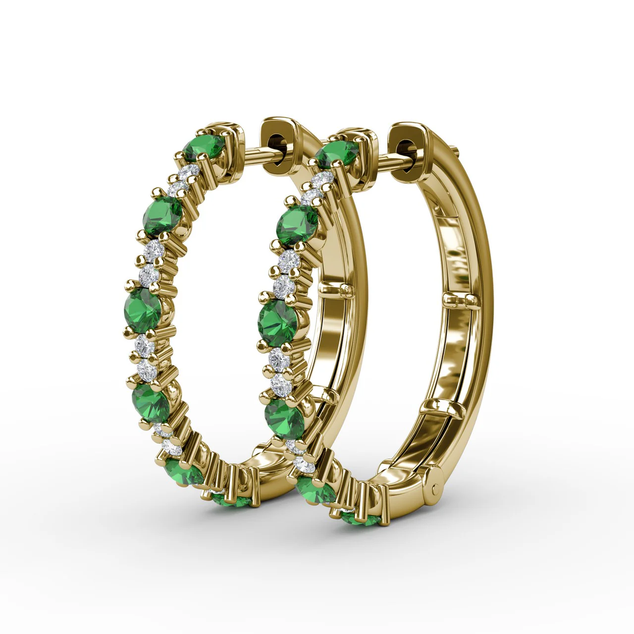Emerald & Diamond Hoop Earrings - Image 6
