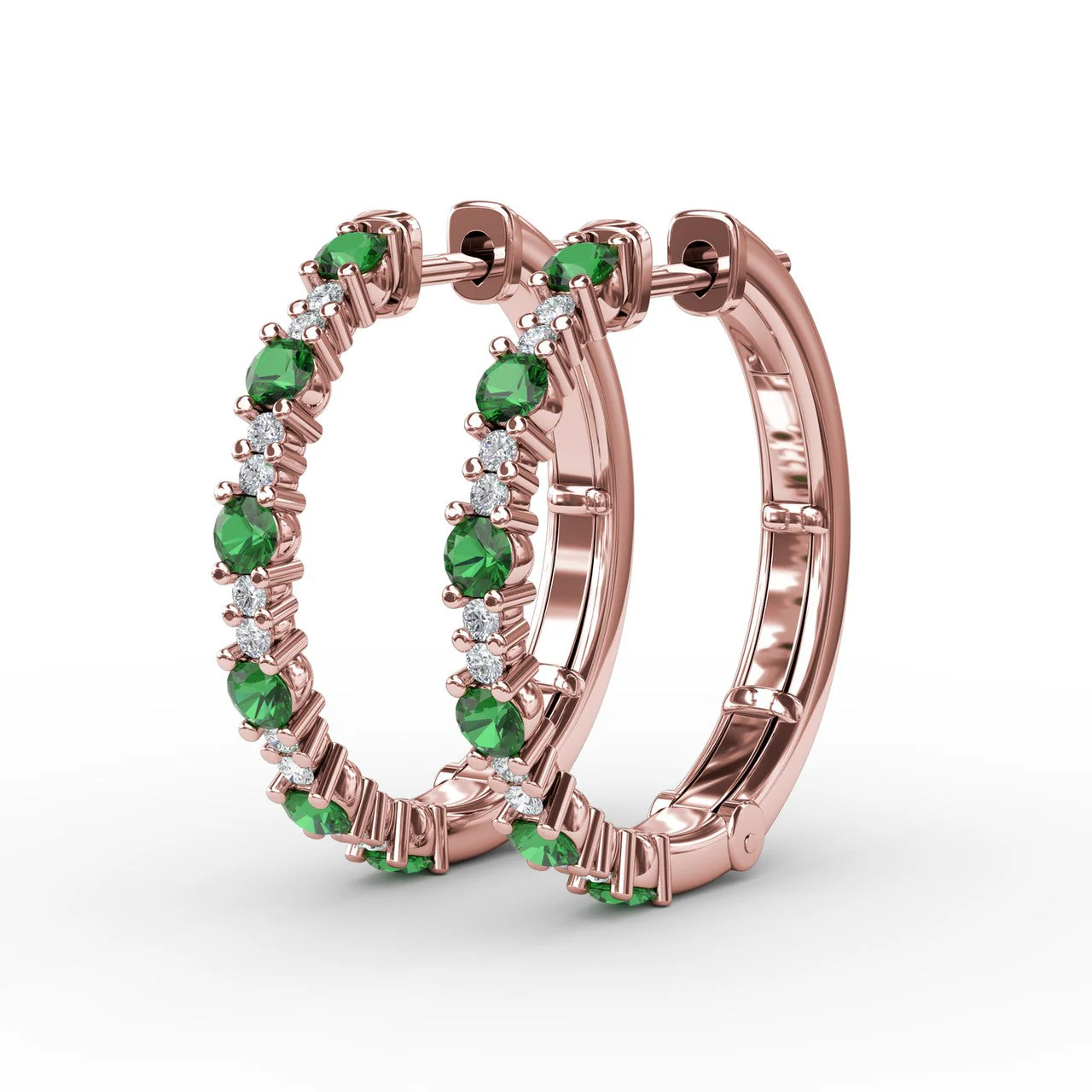 Emerald & Diamond Hoop Earrings - Image 8
