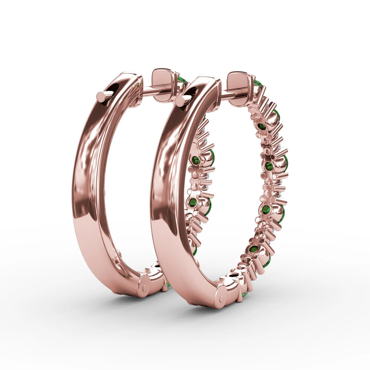 Emerald & Diamond Hoop Earrings - Image 9