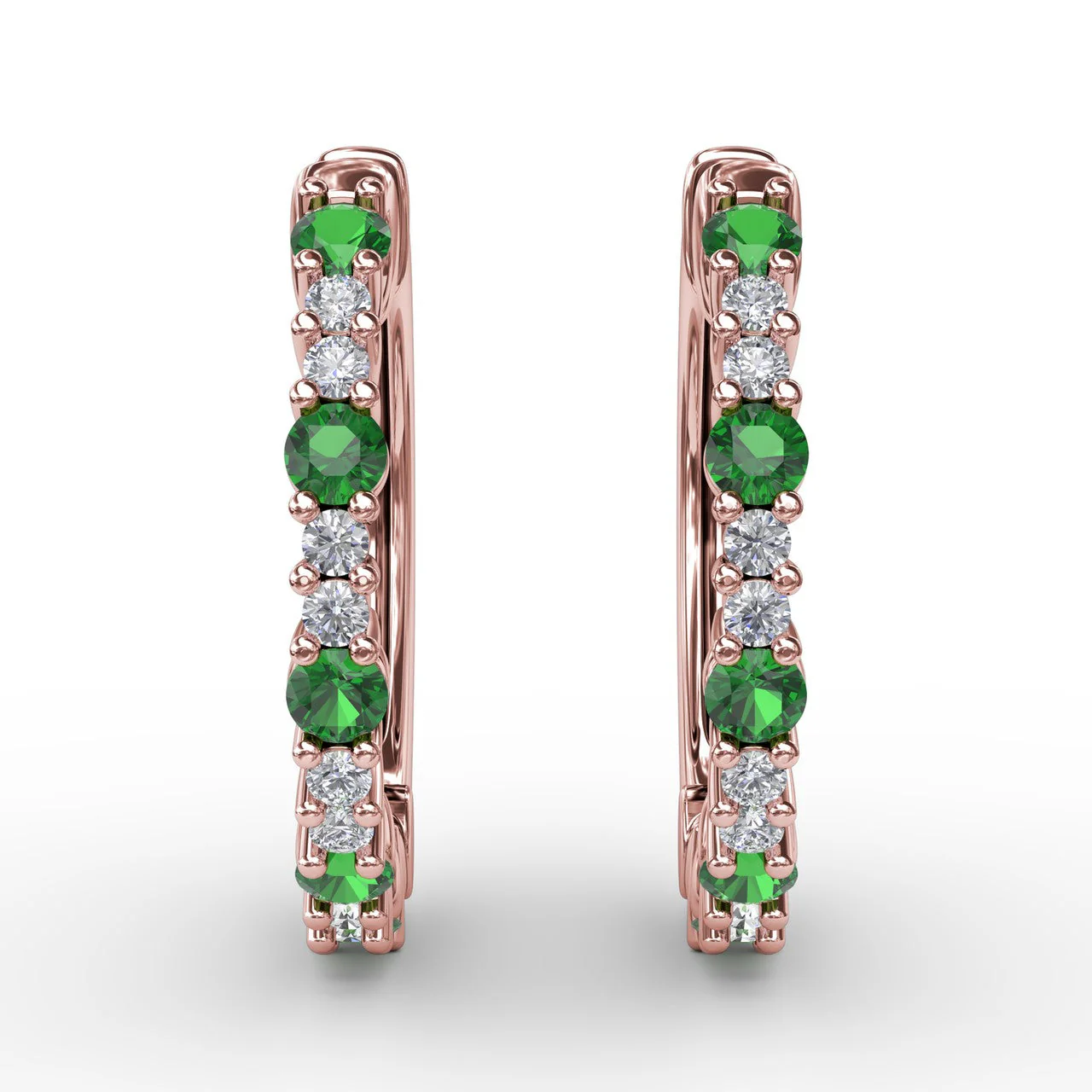 Emerald & Diamond Hoop Earrings - Image 3