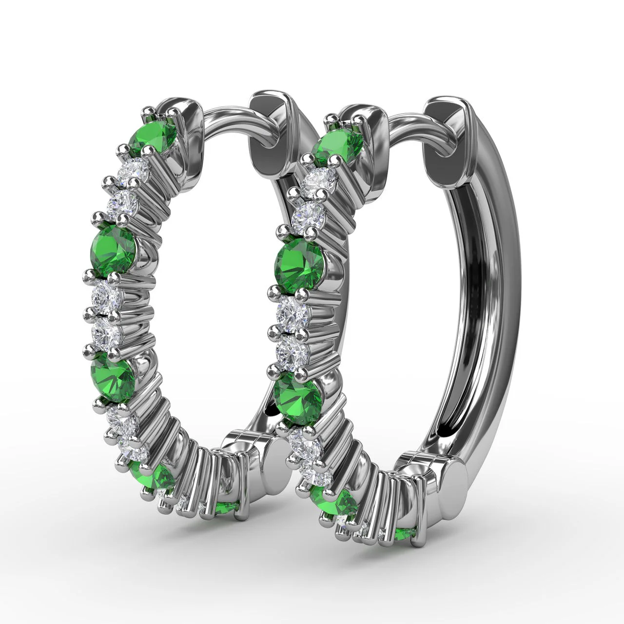 Emerald & Diamond Hoop Earrings - Image 4