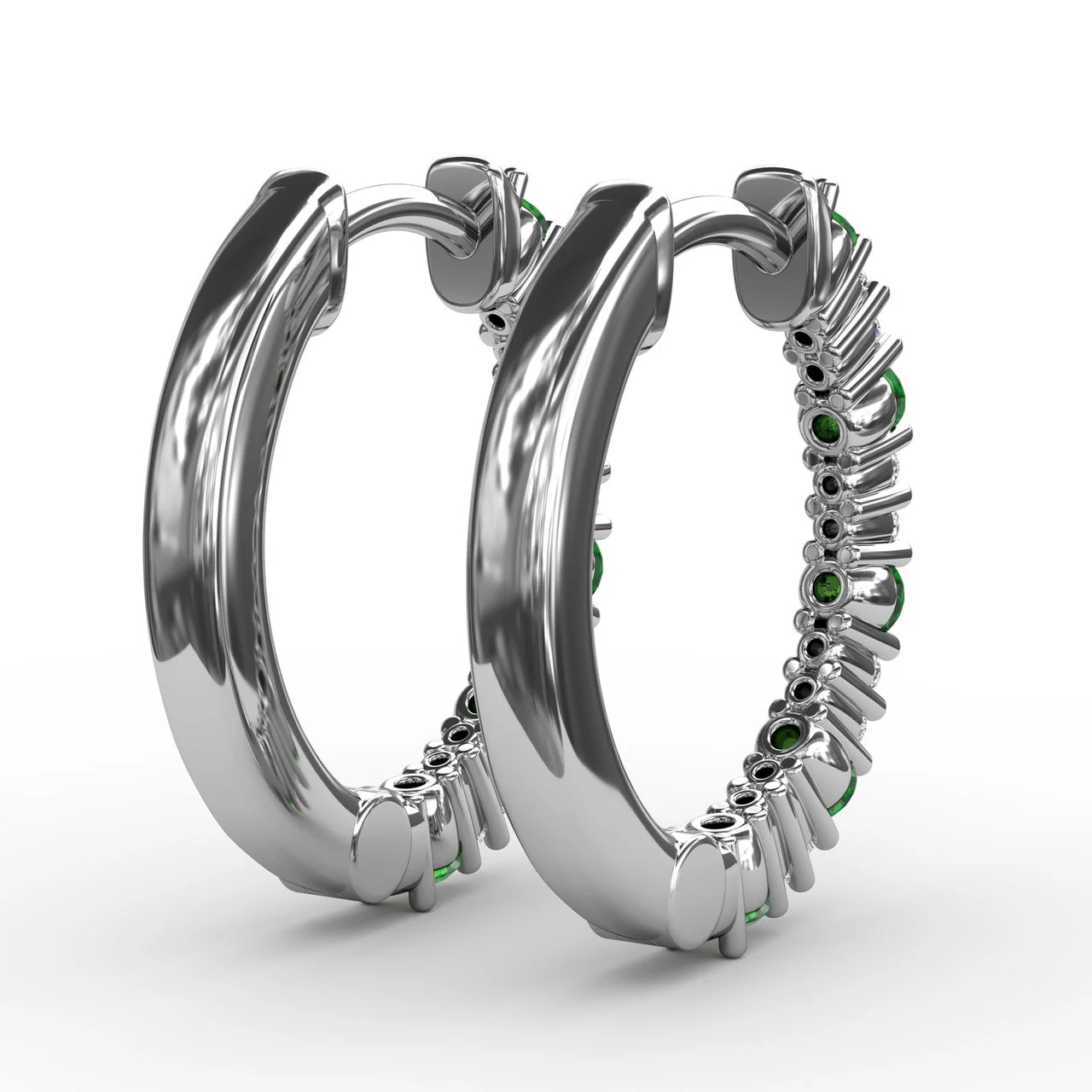 Emerald & Diamond Hoop Earrings - Image 5