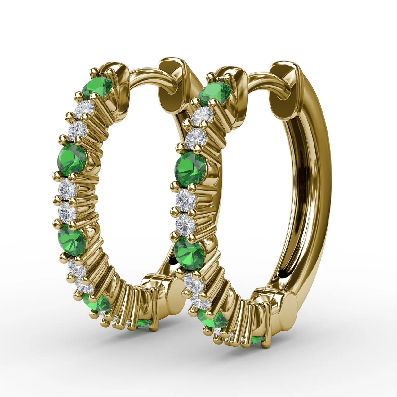 Emerald & Diamond Hoop Earrings - Image 6