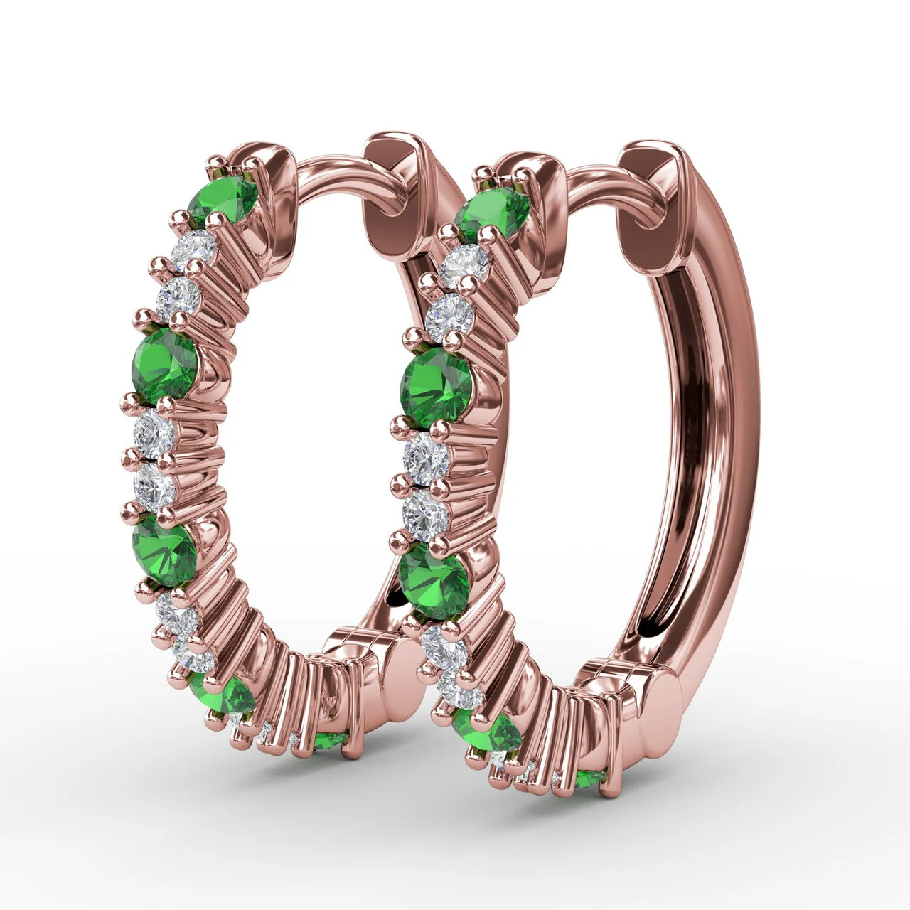 Emerald & Diamond Hoop Earrings - Image 8