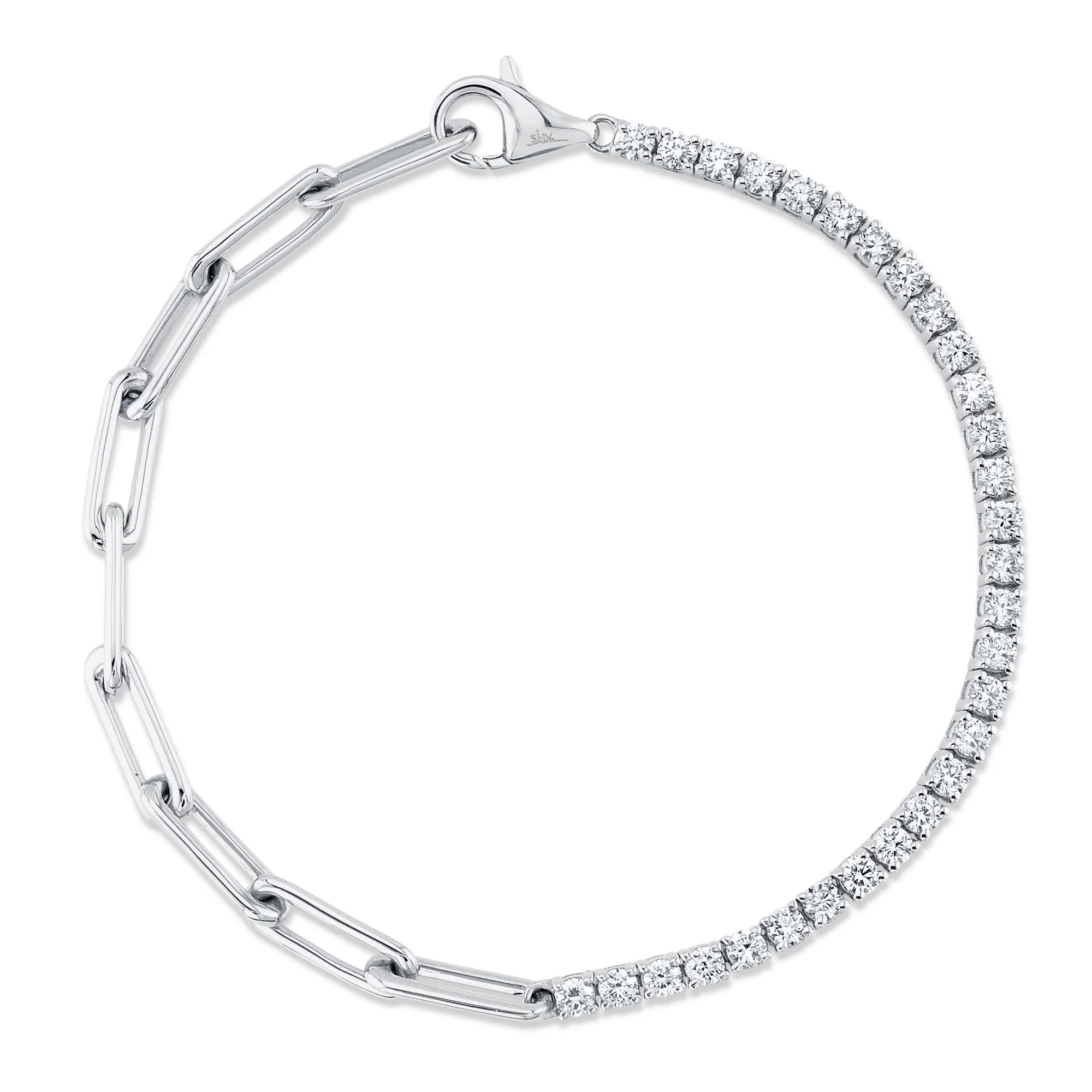 Diamond Paper Clip Link Bracelet - Image 3